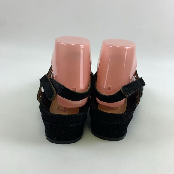 Earthies Tica Slingback Sandal Black Nubuck Leather Rhinestone Low Heel Size 9.5 - Picture 5 of 12